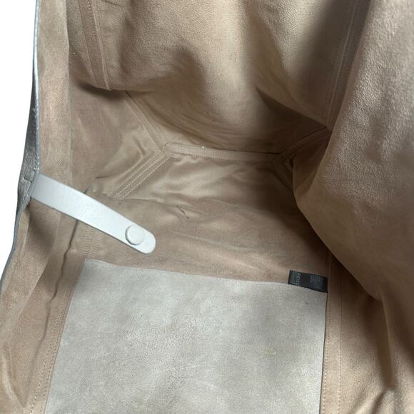 Reiss Beige Suede Slouchy Tote Bag Leather Trim Soft Unstructured Shoulder Purse - Picture 6 of 15